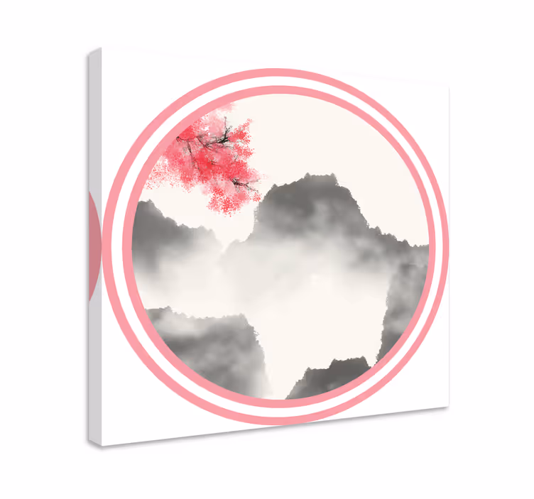 Wandbilder Landschaft bergsilhouette mit blüten - TenStickers