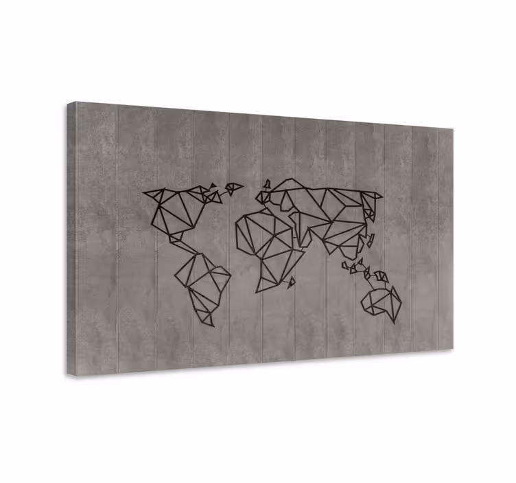 Weltkarte leinwand geometrische weltumrisse - TenStickers