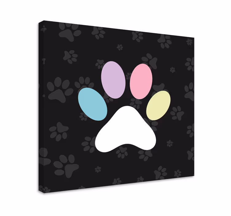 Wandbilder hunde mit buntem pfotenabdruck - TenStickers