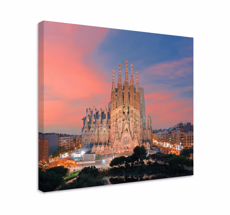 Leinwandbild sagrada familia sonnenuntergang - TenStickers