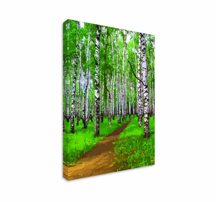 Wandbild Baum üppiger birkenwaldweg - TenStickers