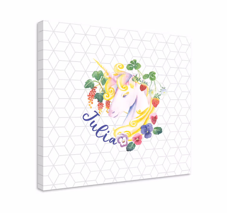 Einhorn wandbild mit blumenarrangement - TenStickers
