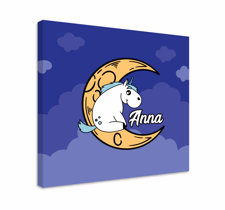 Einhorn wandbild mit mondszene - TenStickers