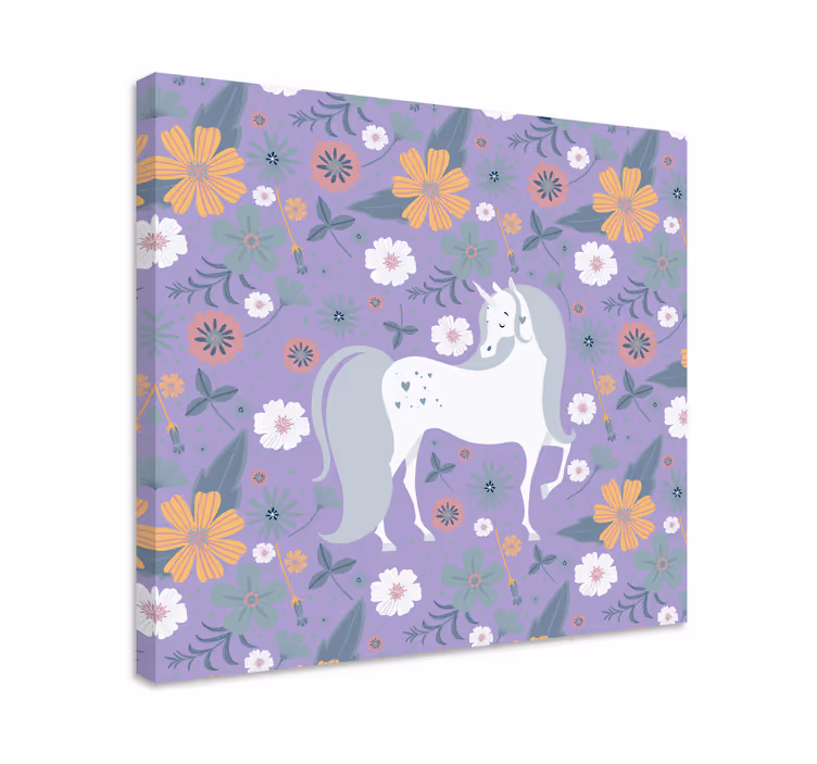 Wandbild elefant mit charmantem einhorn und blumen - TenStickers