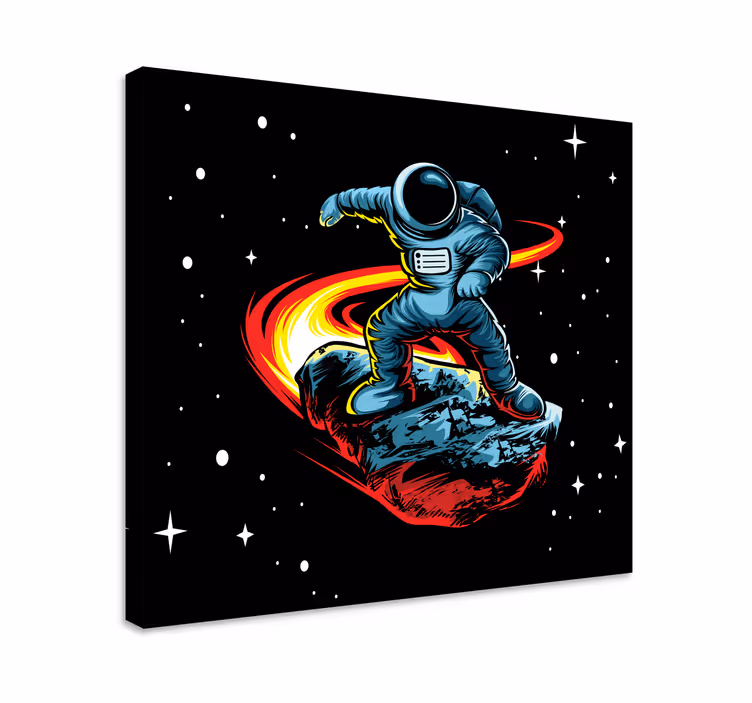 Wandbild gaming astronaut auf asteroid surfen - TenStickers