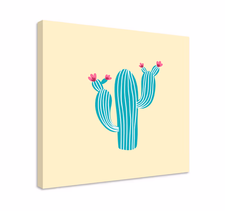 Leinwandbild kaktus mit blumen - TenStickers