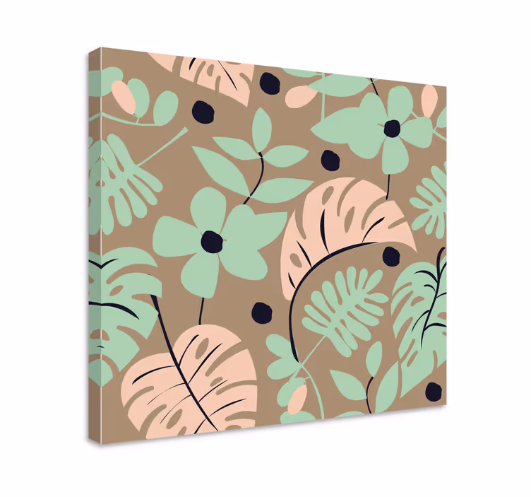 Leinwandbild mit tropischen blättern und blumen - TenStickers
