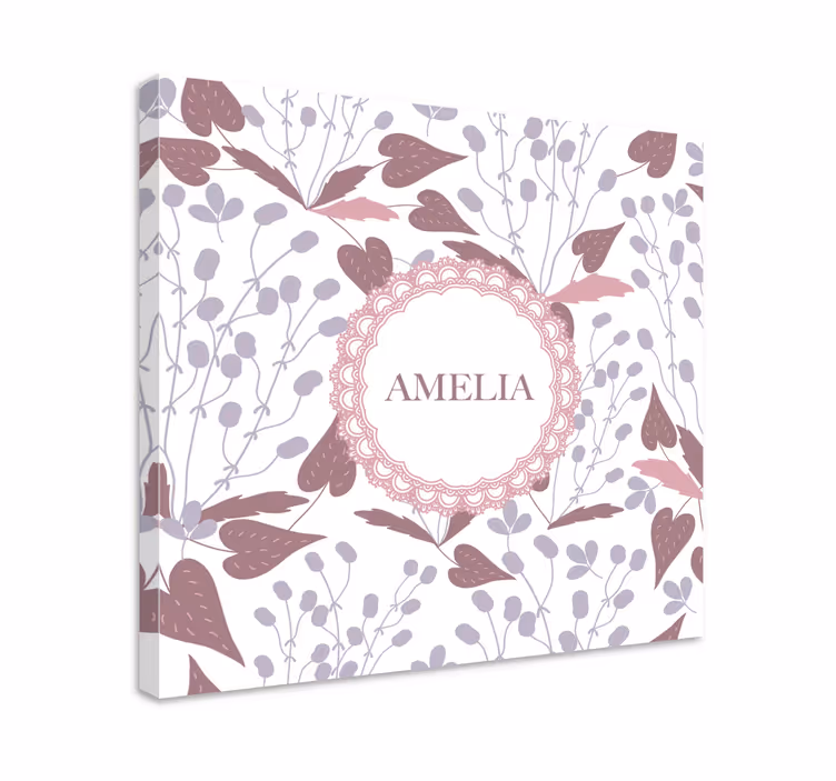 Leinwandbild mit floralem namensdesign - TenStickers