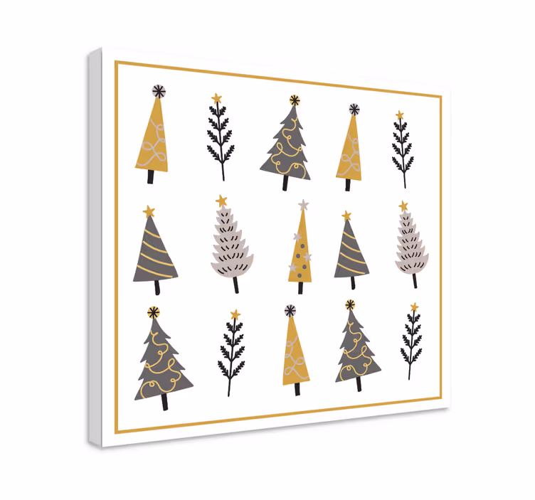 Leinwandbild mit ornamentalen weihnachtsbäumen - TenStickers