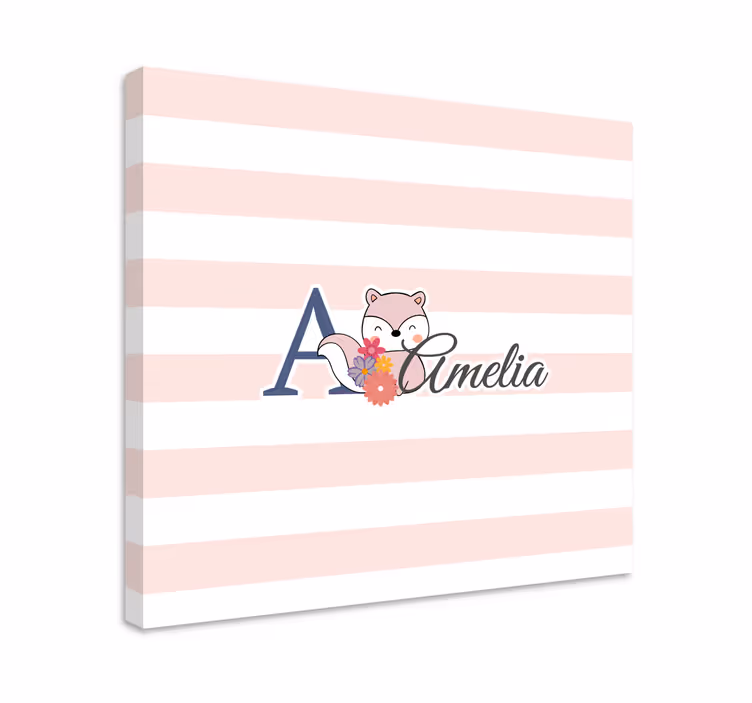 Leinwandbild babys mit süßem fuchs personalisiert - TenStickers
