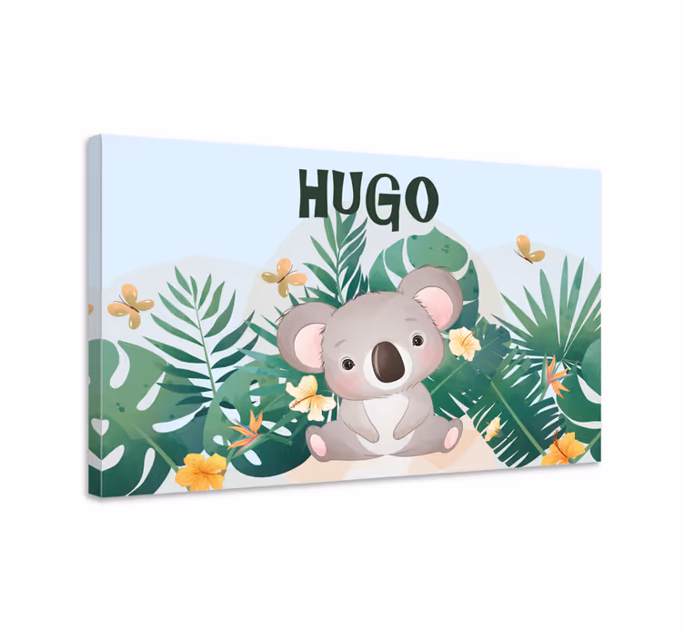 Leinwandbild Babys Süßer koala für jungen mit Namen - TenStickers