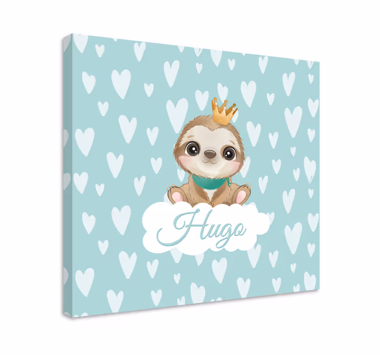 Leinwandbild Kinderzimmer Süßes Faultier- Name - TenStickers