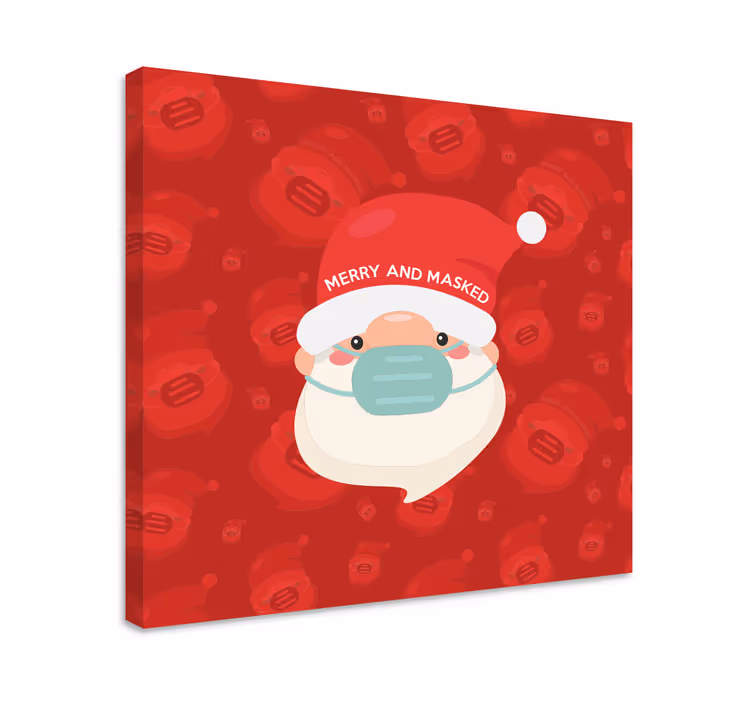 Leinwandbild fröhlicher santa mit maske - TenStickers