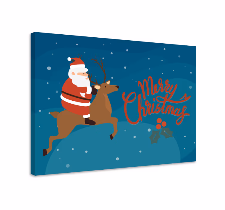 Leinwandbild santa auf dem rentier - TenStickers