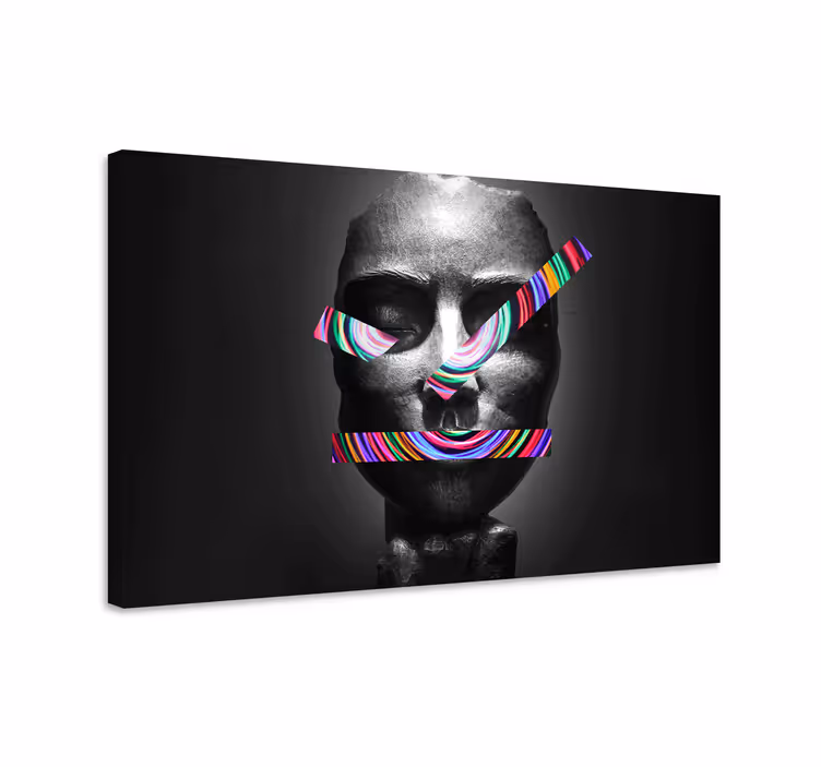 Kunst auf leinwand abstrakte gesichtsskulptur - TenStickers