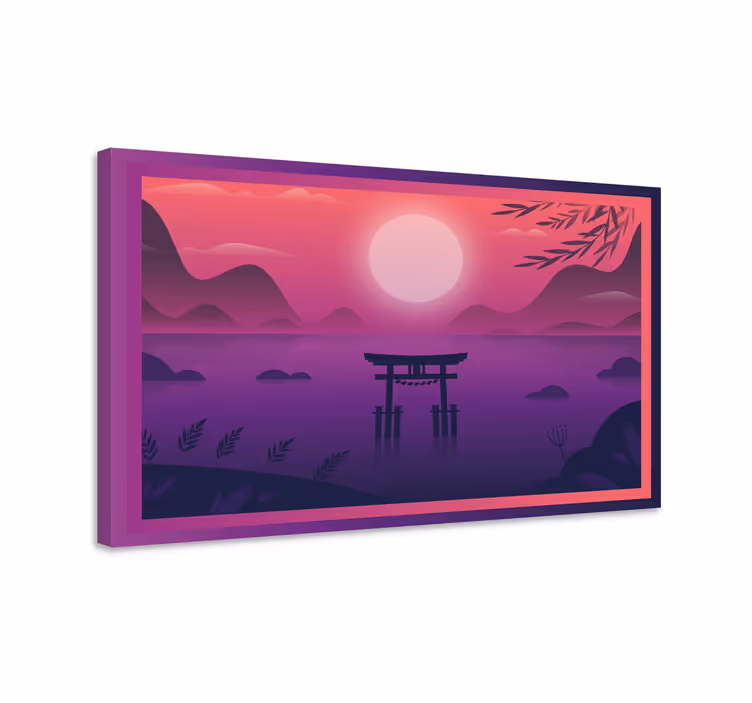 Leinwandbild Oriental sonnenuntergang torii tor - TenStickers