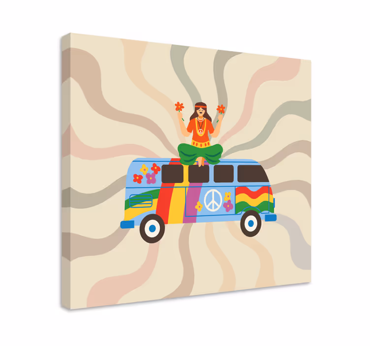 Leinwandbild superheld blumenpower bus - TenStickers