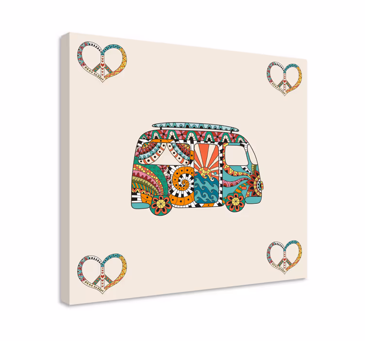 Wandbilder vintage mit buntem van-muster - TenStickers