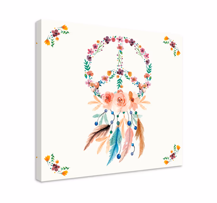 Leinwandbild mit floralem friedenssymbol - TenStickers