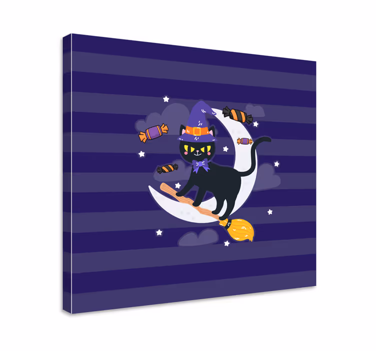 Wandbilder katzen hexe mit schwarzer katze - TenStickers