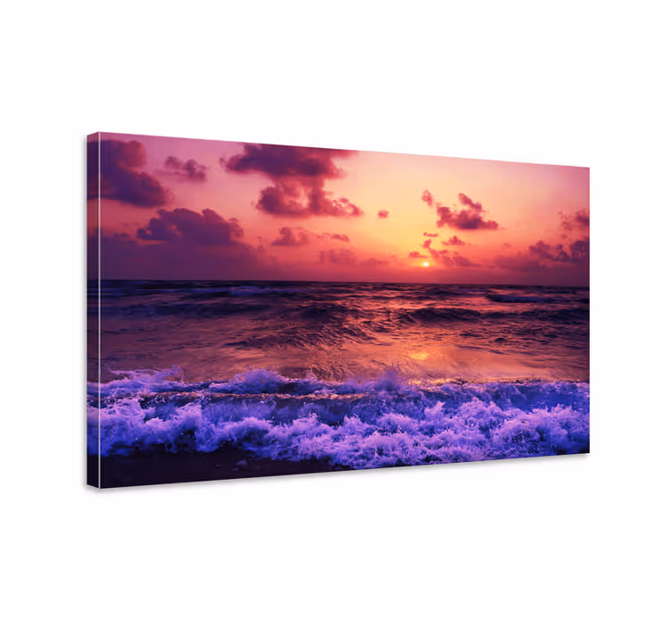 Wandbilder landschaft leuchtende sonnenuntergangswellen - TenStickers
