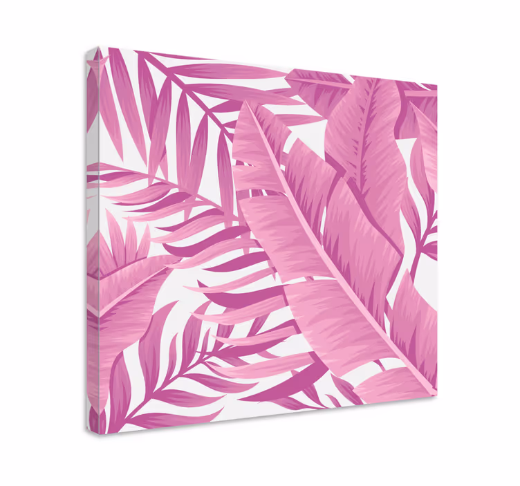 Leinwandbild rosa tropische blätter - TenStickers