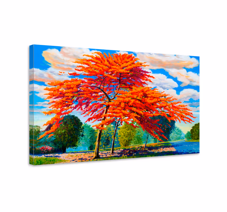 Leinwandbild feuerrotes herbstlaub - TenStickers