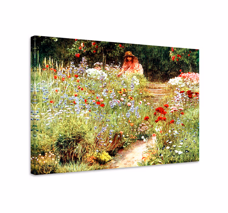 Leinwandbild mädchen unter blumen - TenStickers