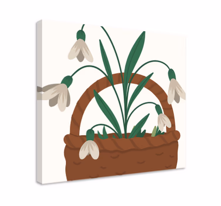 Leinwandbild schneeglöckchen blumenkorb - TenStickers