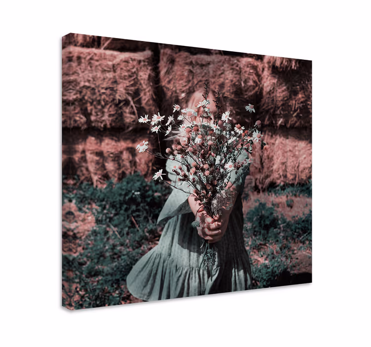Leinwandbild mädchen mit blumen - TenStickers