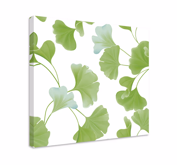Wandbild Wohnzimmer grüne Ginkgoblätter - TenStickers