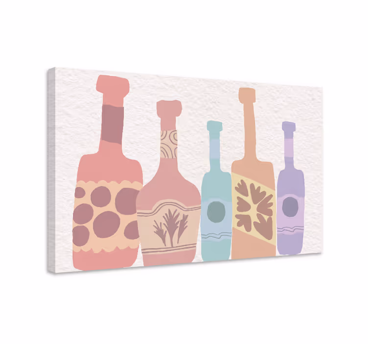 Leinwandbild ornament bunte flaschen-silhouetten - TenStickers