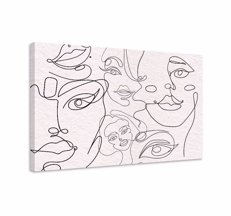 Leinwandbild kontinuierliche linien gesichter - TenStickers