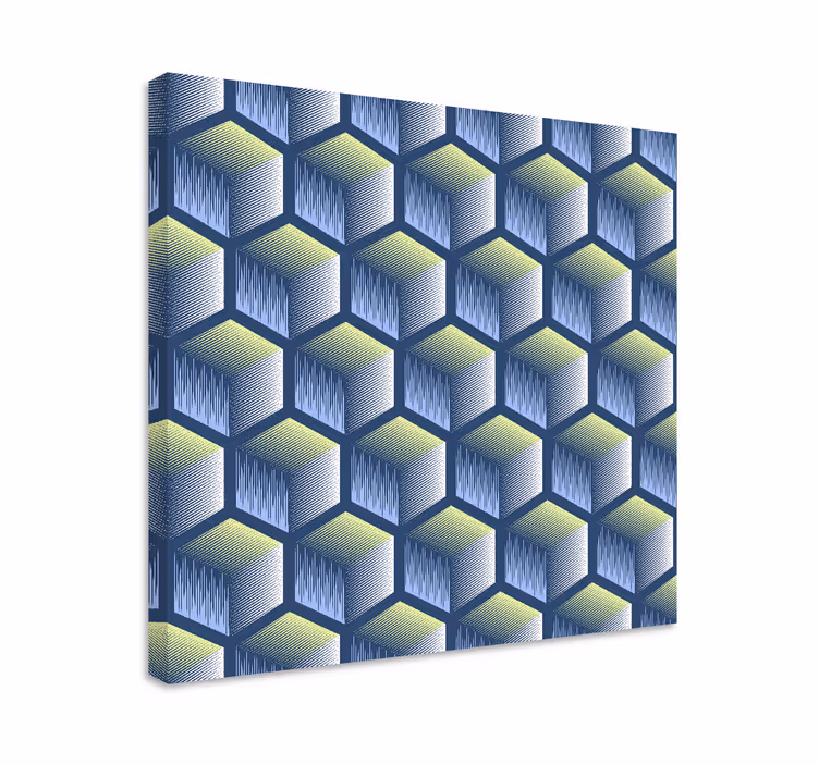 Geometrische wandbilder mit hexagonalem würfelmuster - TenStickers