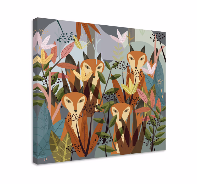 Wandbild tier füchse im wald - TenStickers