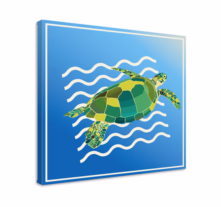 Wandbild fische meeresschildkröte schwimmt - TenStickers