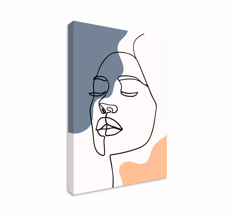 Wandbild Wohnzimmer lineares abstraktes Gesicht - TenStickers