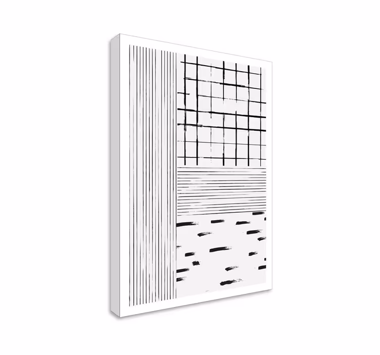 Wandbild Wohnzimmer moderne schwarze Linien - TenStickers