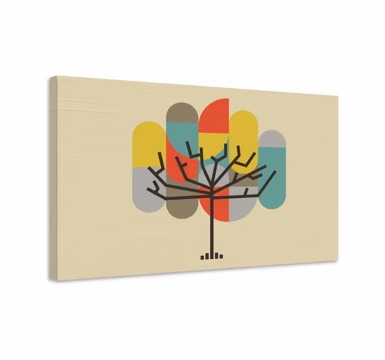 Wandbild Industrielle geometrische Eiche - TenStickers