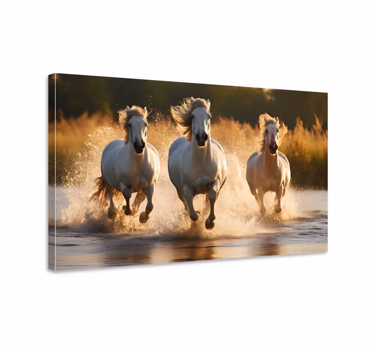 Wandbild Wohnzimmer laufende Pferde - TenStickers