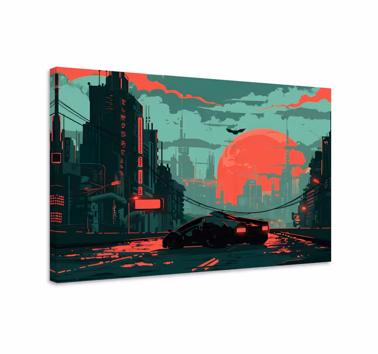 Leinwandbild Gaming Cyber-Stadt - TenStickers