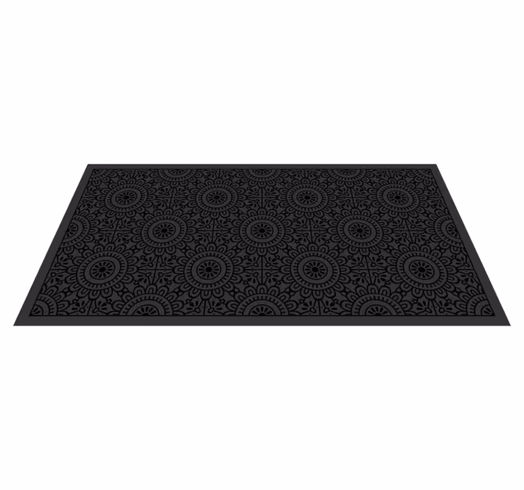 Vinyl Teppich schwarze Mandala-Blumen - TenStickers