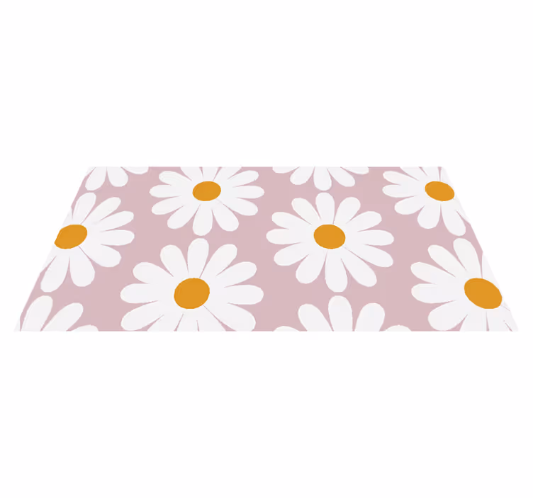 Vinyl Teppich Bad gänseblümchen mit rosa hintergrund - TenStickers
