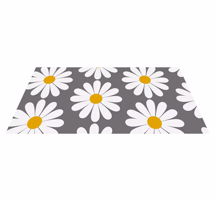Vinyl Teppich Bad gänseblümchen mit grauem hintergrund - TenStickers