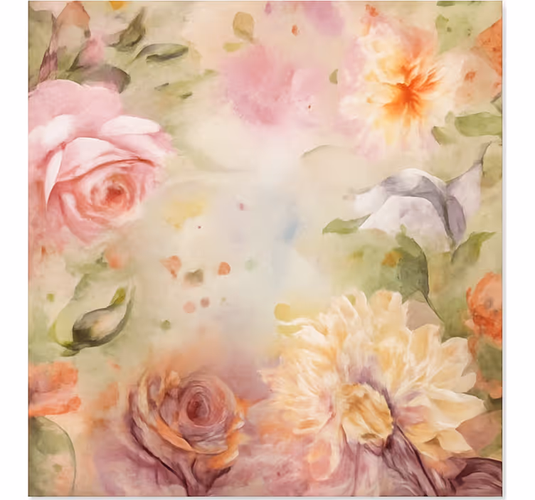 Vinyl Teppich Wohnzimmer rosa blumenrosen - TenStickers