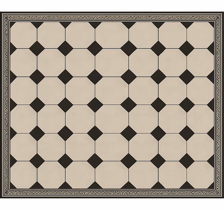 Vinyl Teppich Esszimmer traditionelle schachbrettfliese - TenStickers