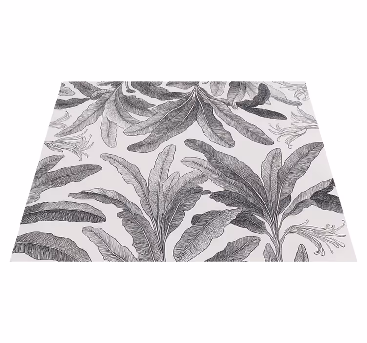 Vinyl teppich küche elegante graue palmen - TenStickers