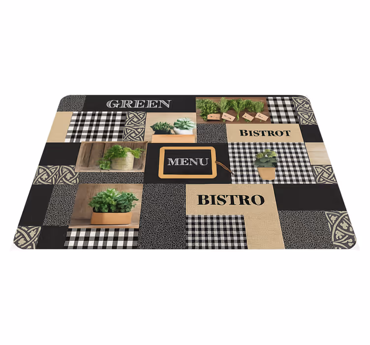 Vinyl teppich küche schwarz-weiß bistro - TenStickers