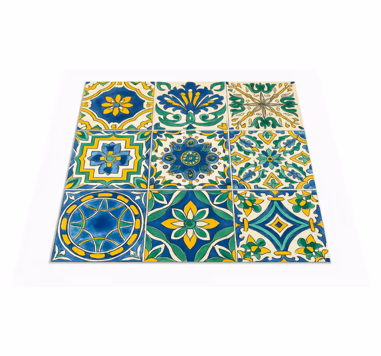 Vinyl teppich fliesenoptik mediterrane fliesen - TenStickers