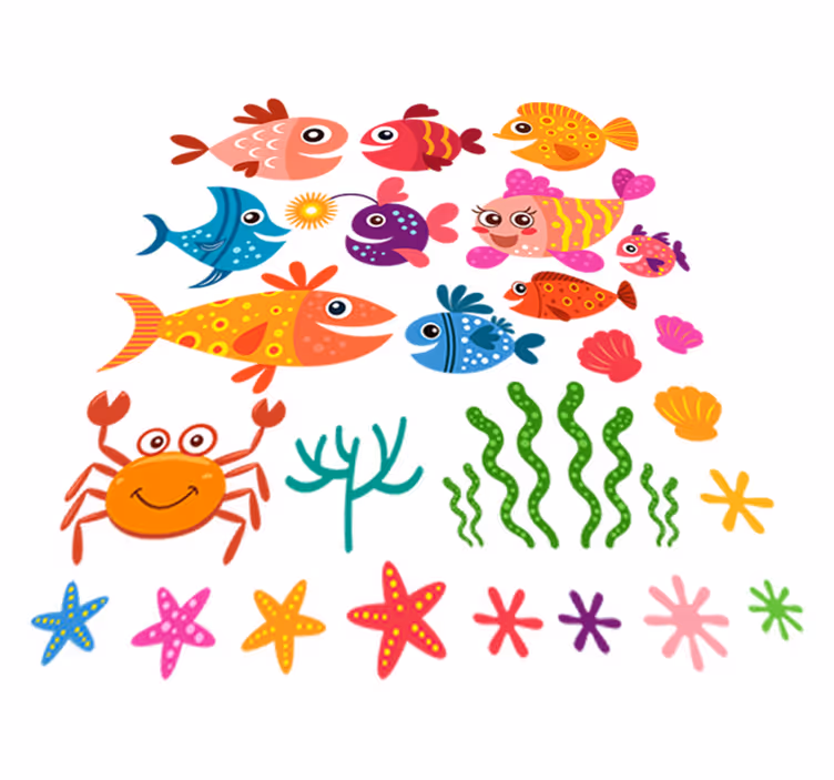 Vinyl teppich tiere fische für kinder - TenStickers